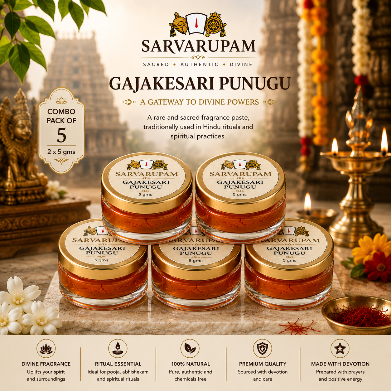 Gajakesari Punugu 5 grams Pack of 5
